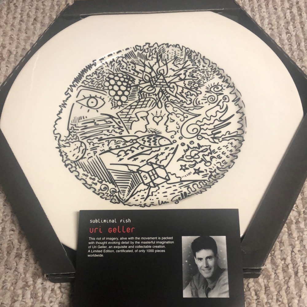 Uri Gellar Hand Designed Autographed Plate